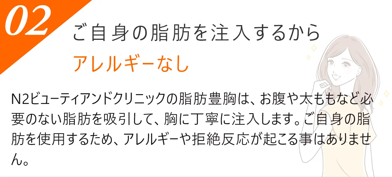 ご自身の脂肪を注入するからアレルギーなし